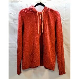 🔥 LUCY Half Zip Hoodie Size XL Space Dye Orange Long Sleeve Pocket Cotton Peru